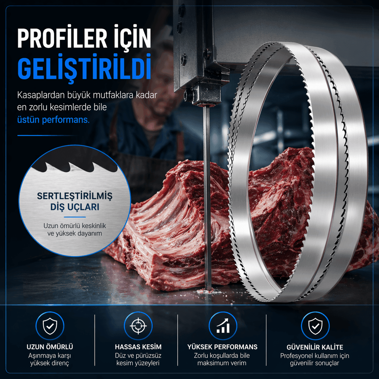 Hijyenik Et & Kemik Pro Şerit Testere Bıçağı - Görsel 1