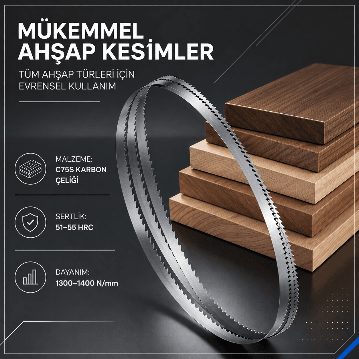 Spezial Alman Çeliği Ahşap Şerit Testere - Görsel 1